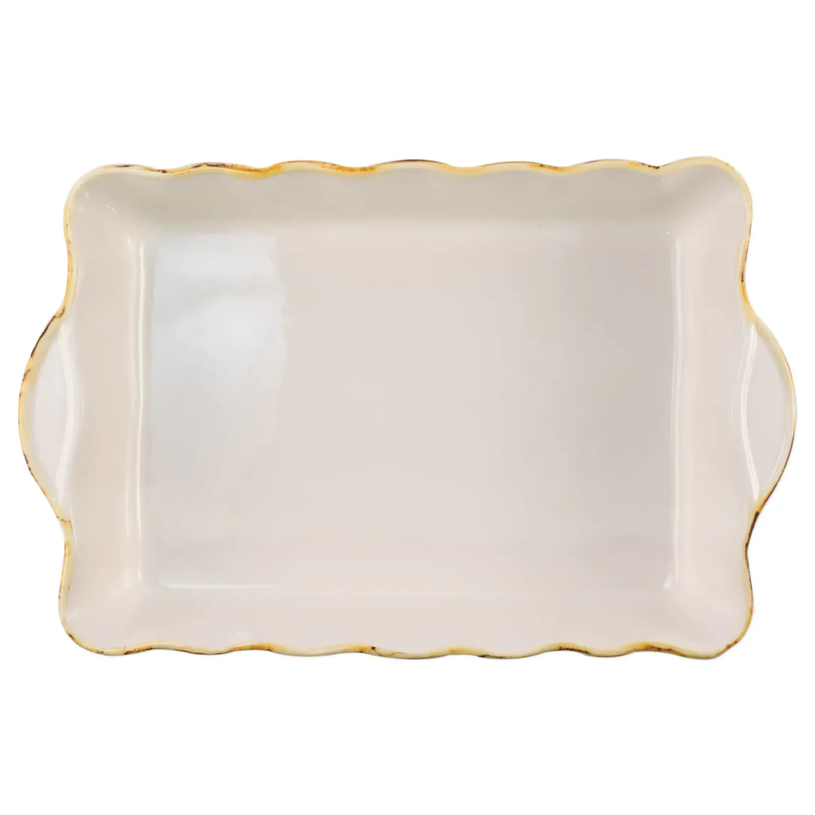 Vietri Large Rectangular Italian  Baker White