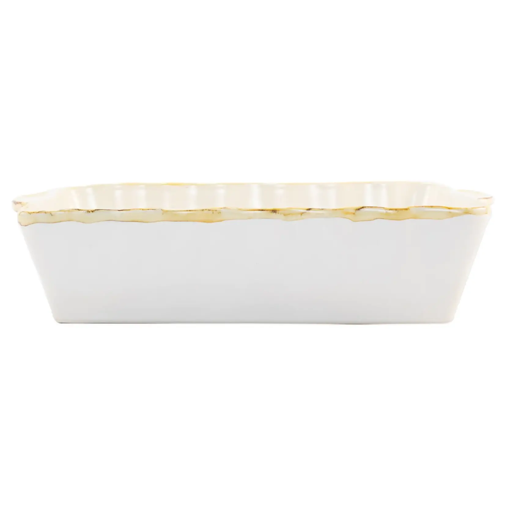 Vietri Large Rectangular Italian  Baker White