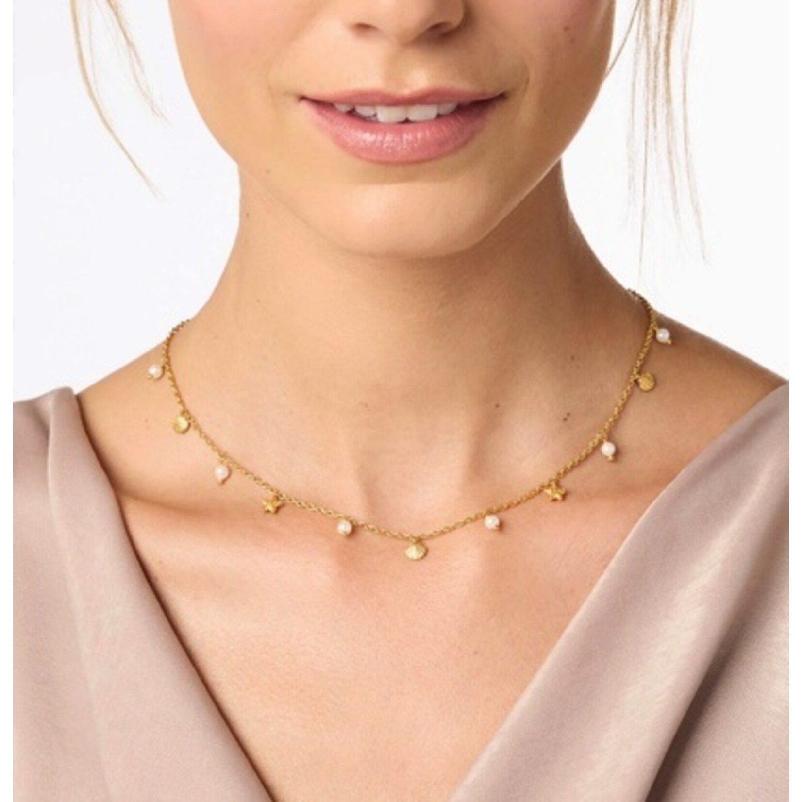 Julie Vos Sanibel Delicate Charm Necklace-Pearl-OS