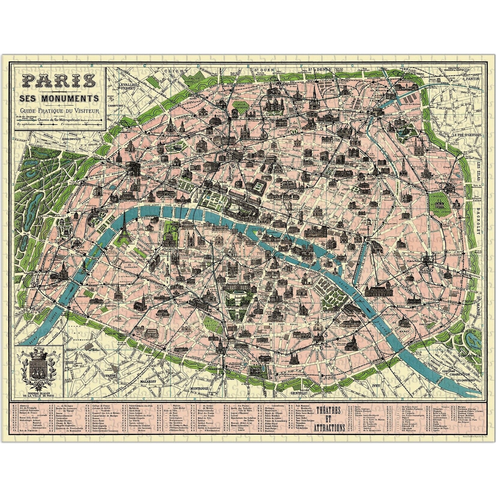 Cavallini 1000 Piece Puzzle Map of Paris