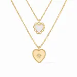 Julie Vos JULIE VOS Heart Duo Delicate Necklace-Mother of Pearl