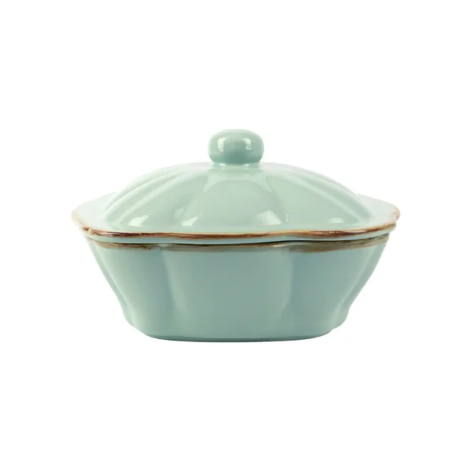 Vietri VIETRI Italian Bakers Square Covered Casserole Dish- Aqua