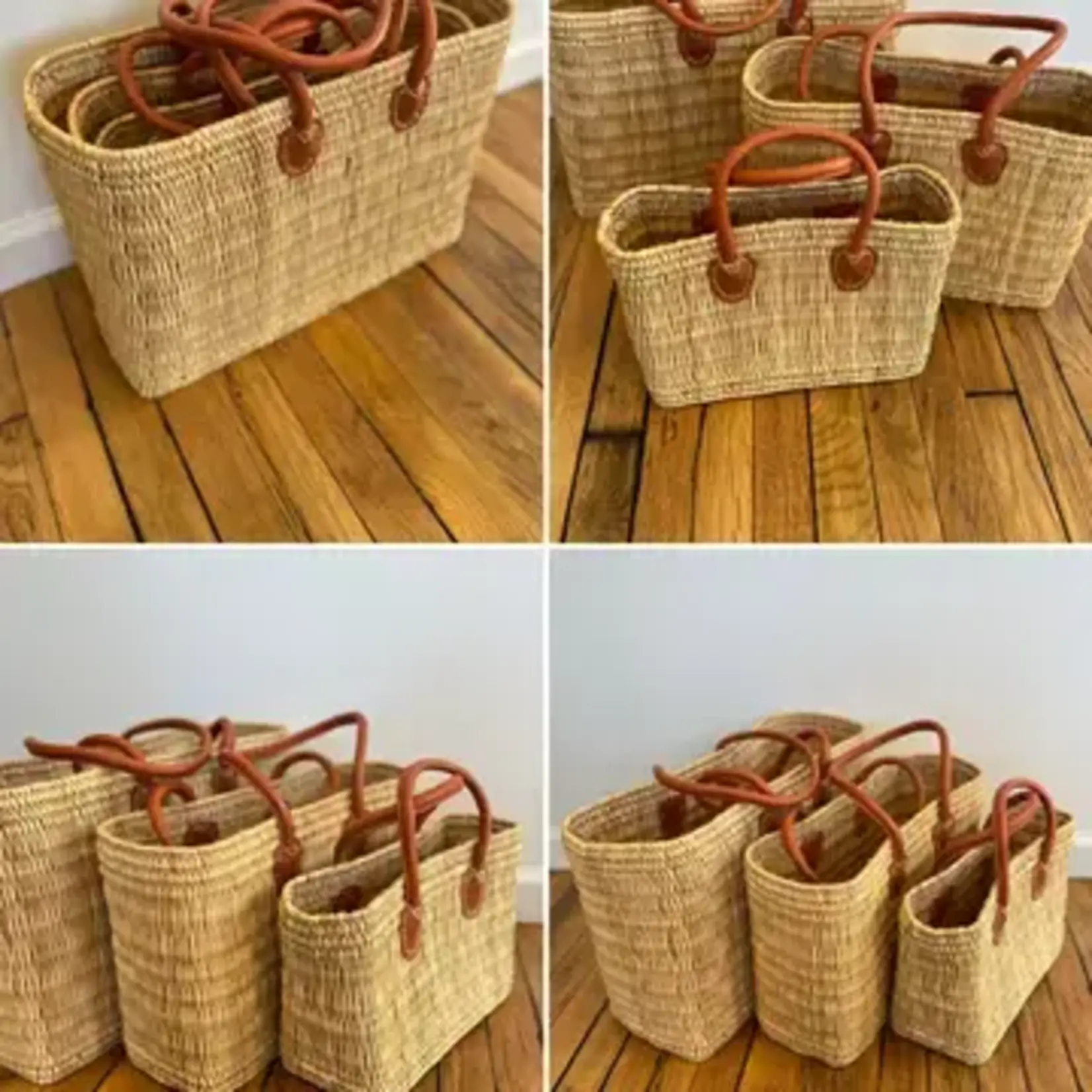 Water Reed Tote with Salmon Handles Small