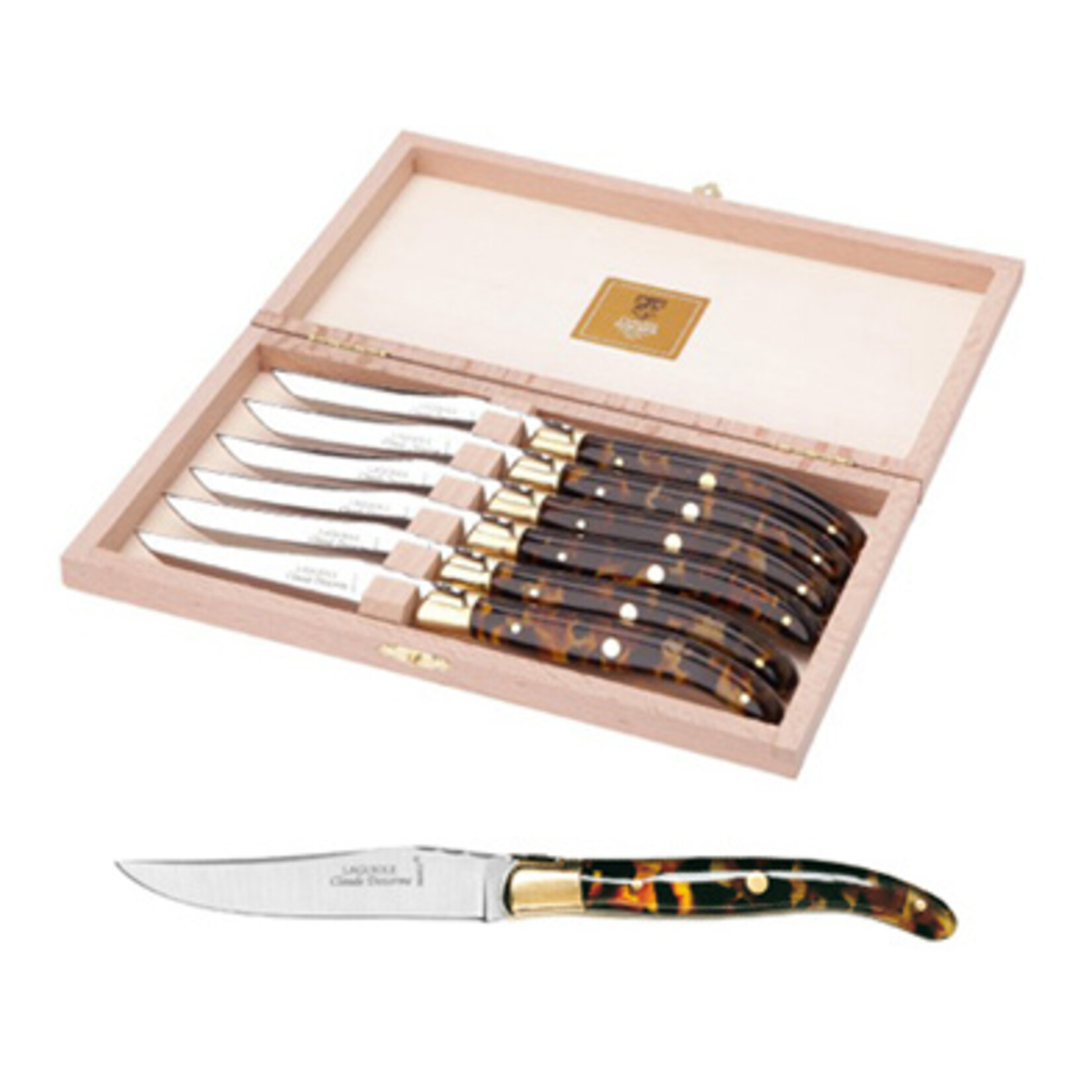 Claude Dozorme Laguiole Steak Knives with Bee Flake Handle- Set of 6