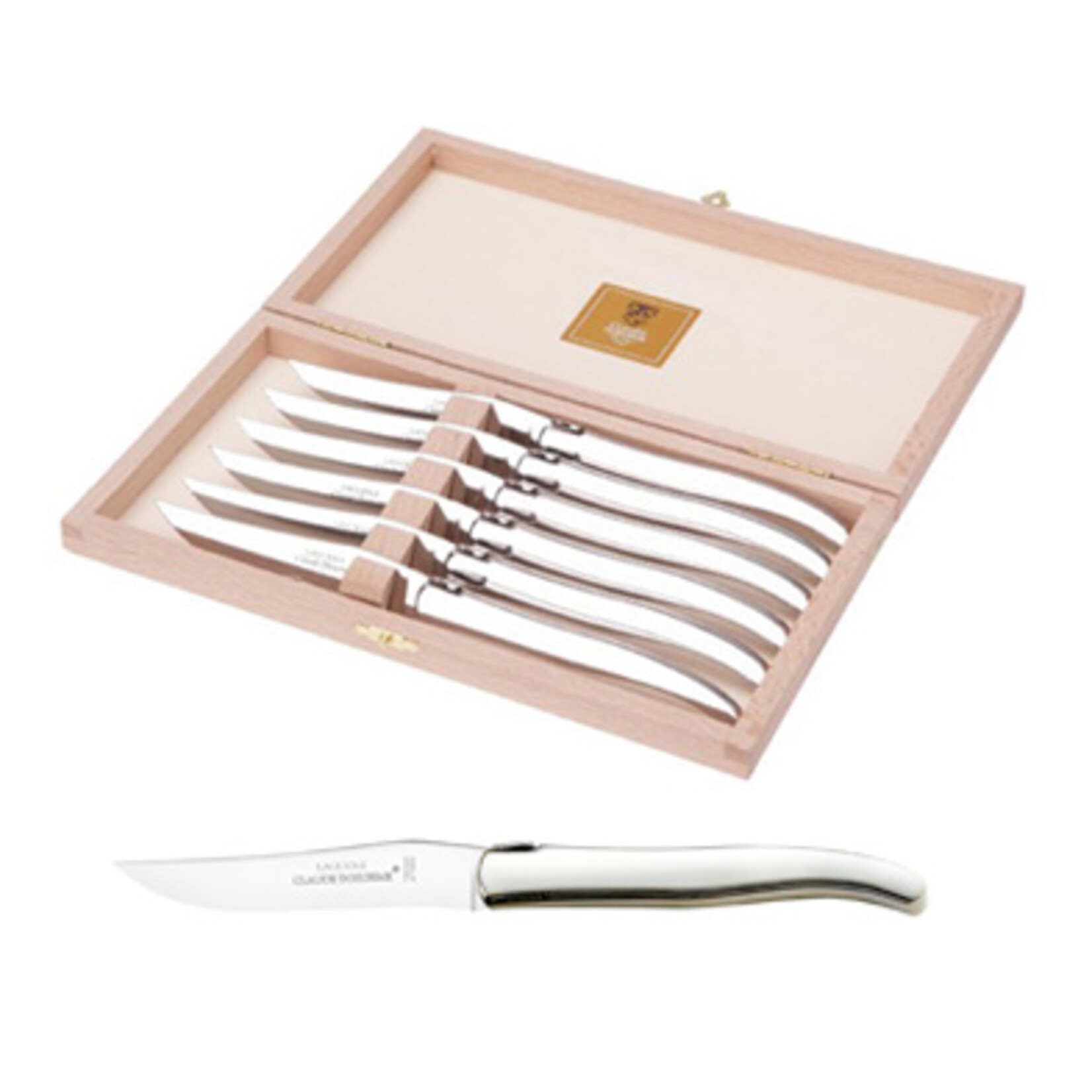 Claude Dozorme CLAUDE DOZORME Laguiole Steak Knives with Stainless Steel Handle- Set of 6