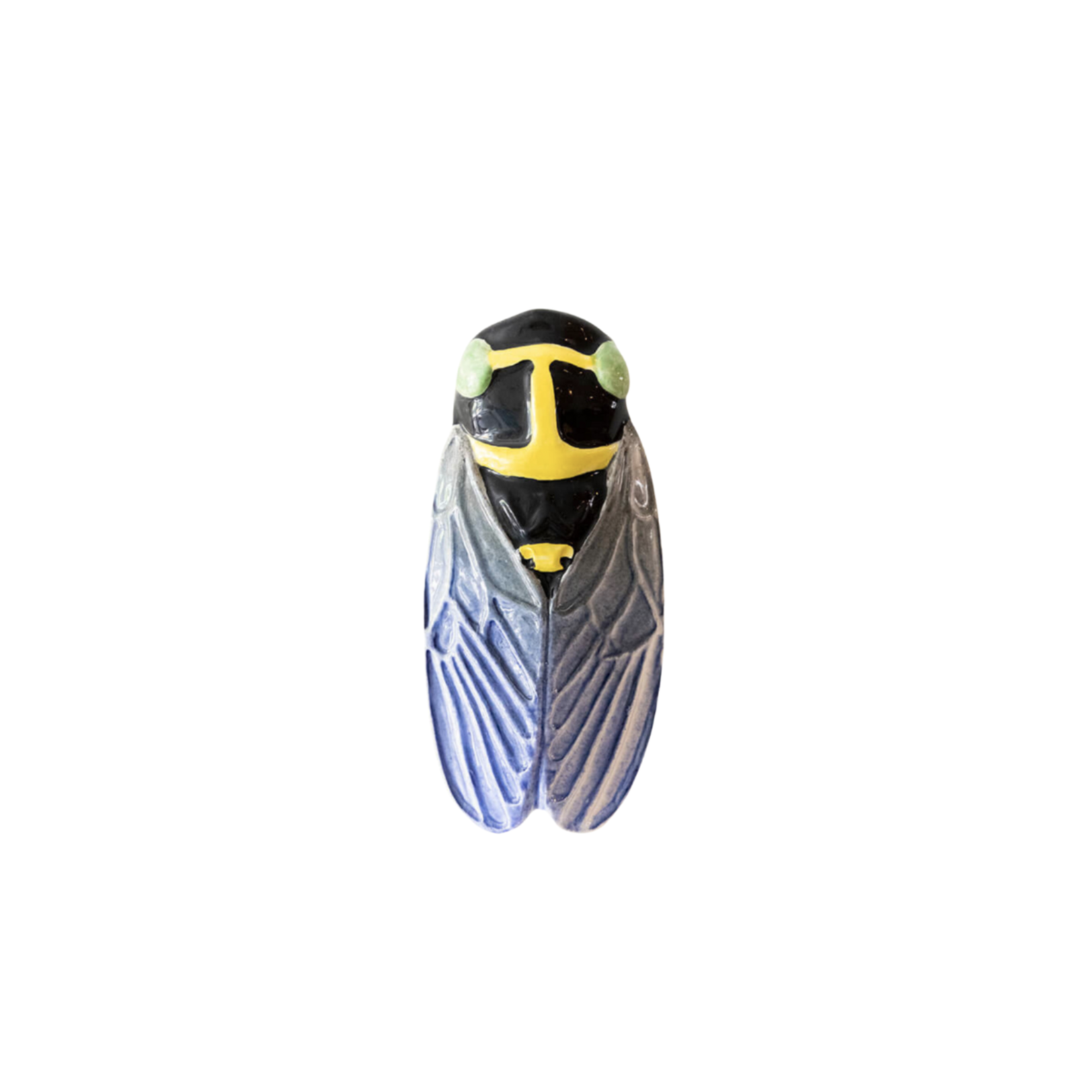 Small Ceramic Cicada — Green Eyes