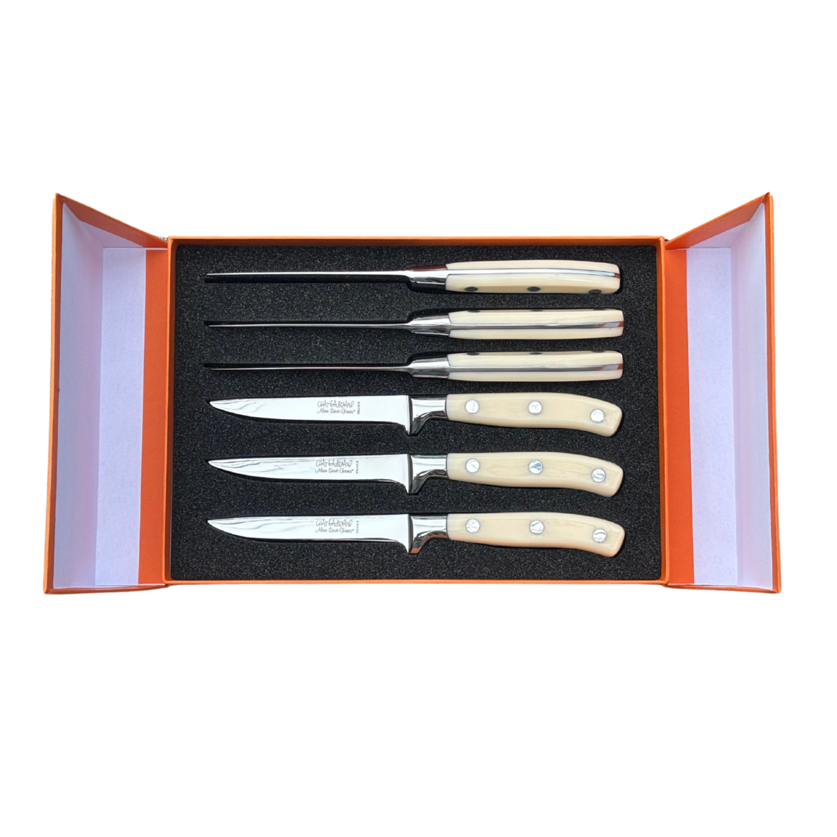 Chateaubriand Steak Knives Resin Ivory- Set of 6