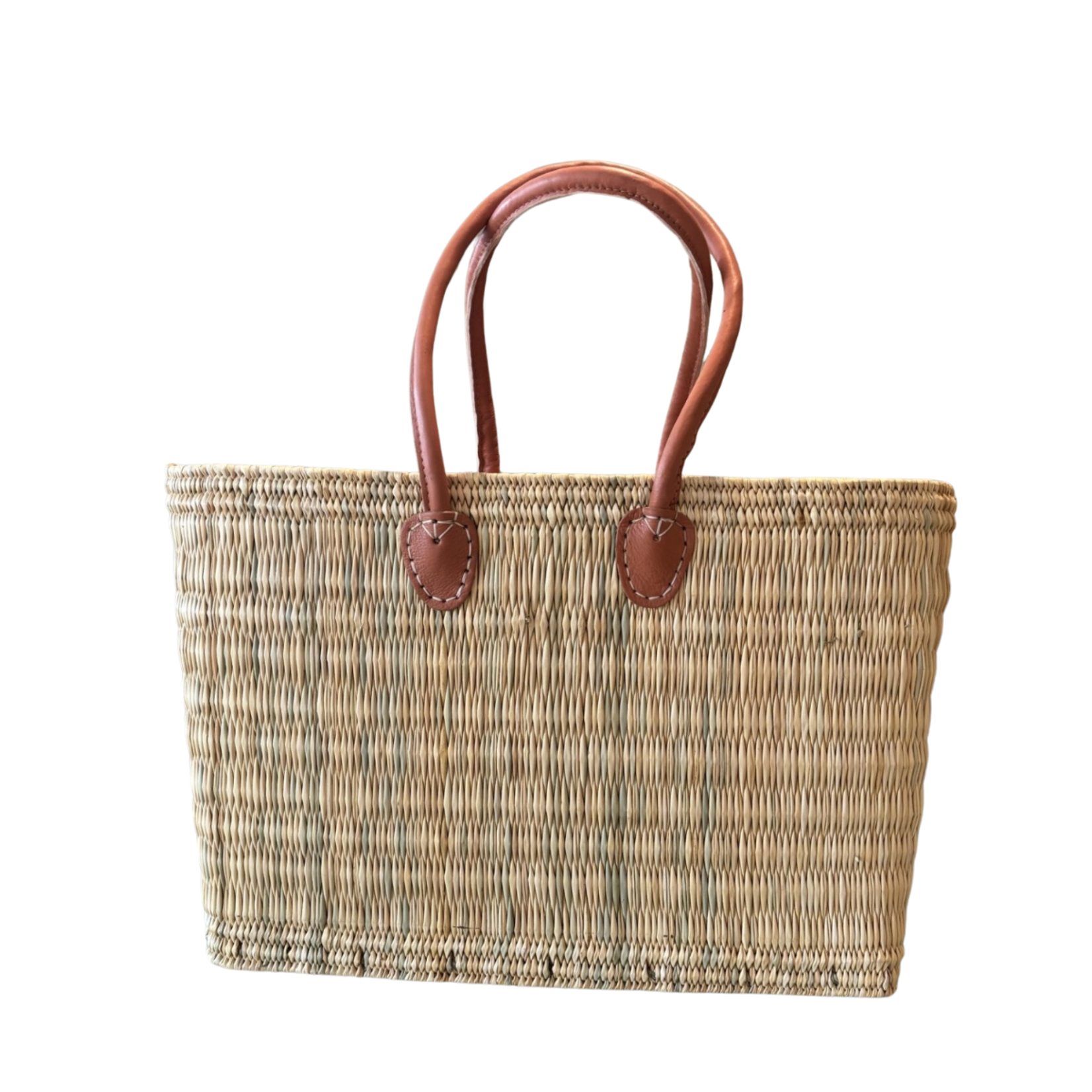 Water Reed Tote with Salmon Handles Large