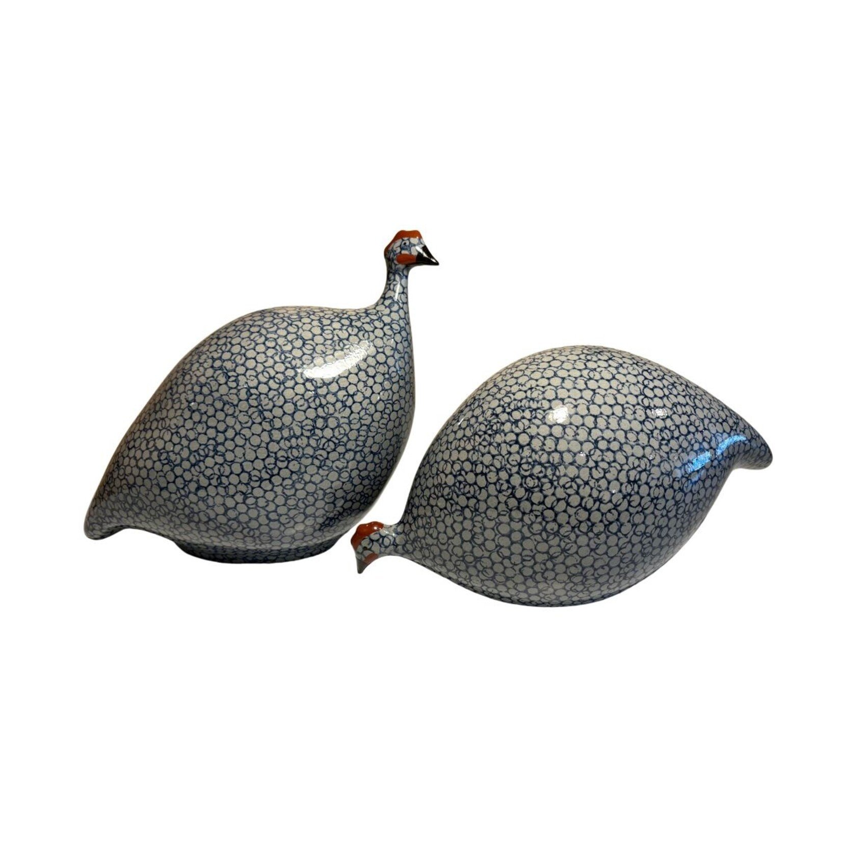 Lussan Blue Speckled Cobalt Blue French Guinea Hen Pecking