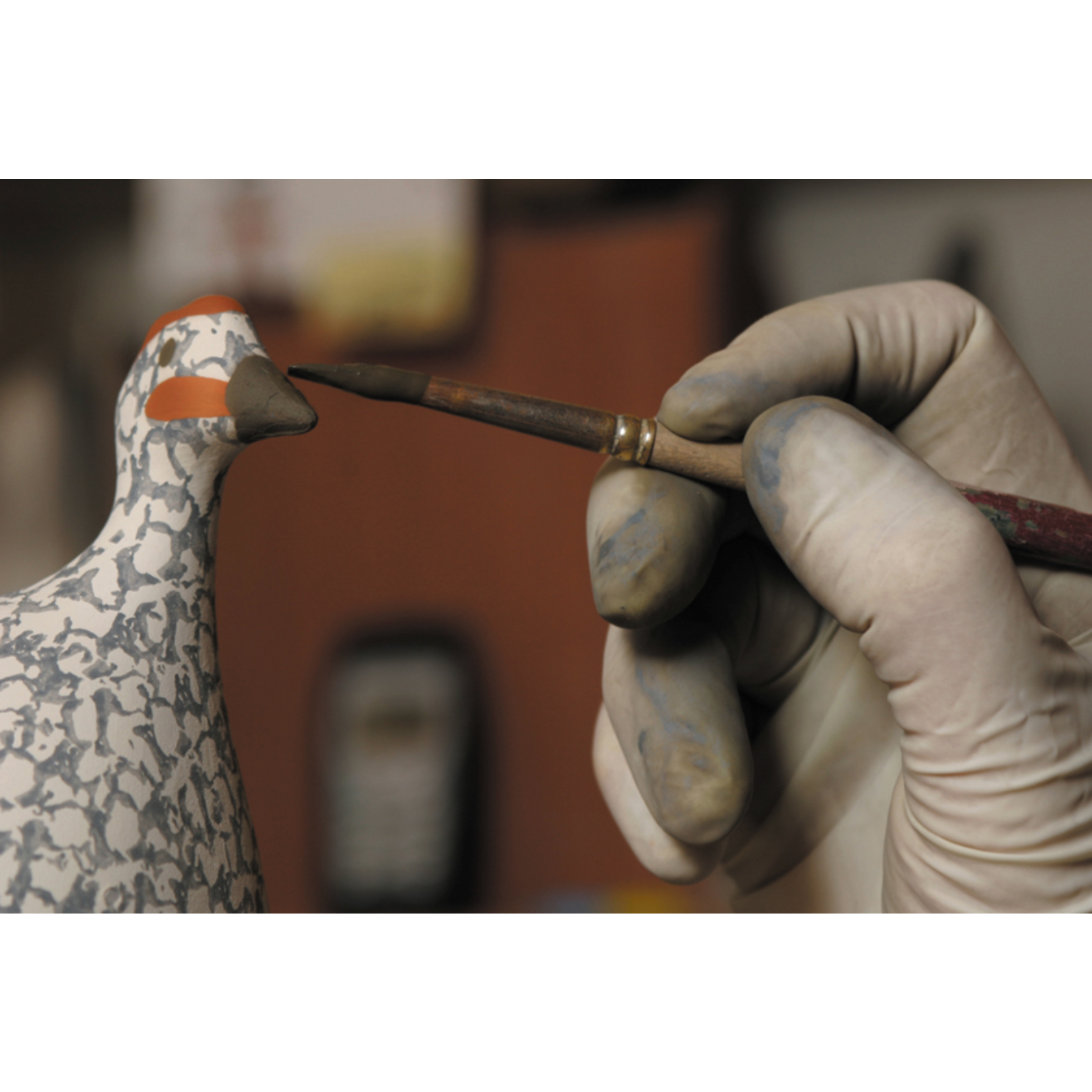 Lussan Electric Blue Speckled White French Guinea Hen Pecking