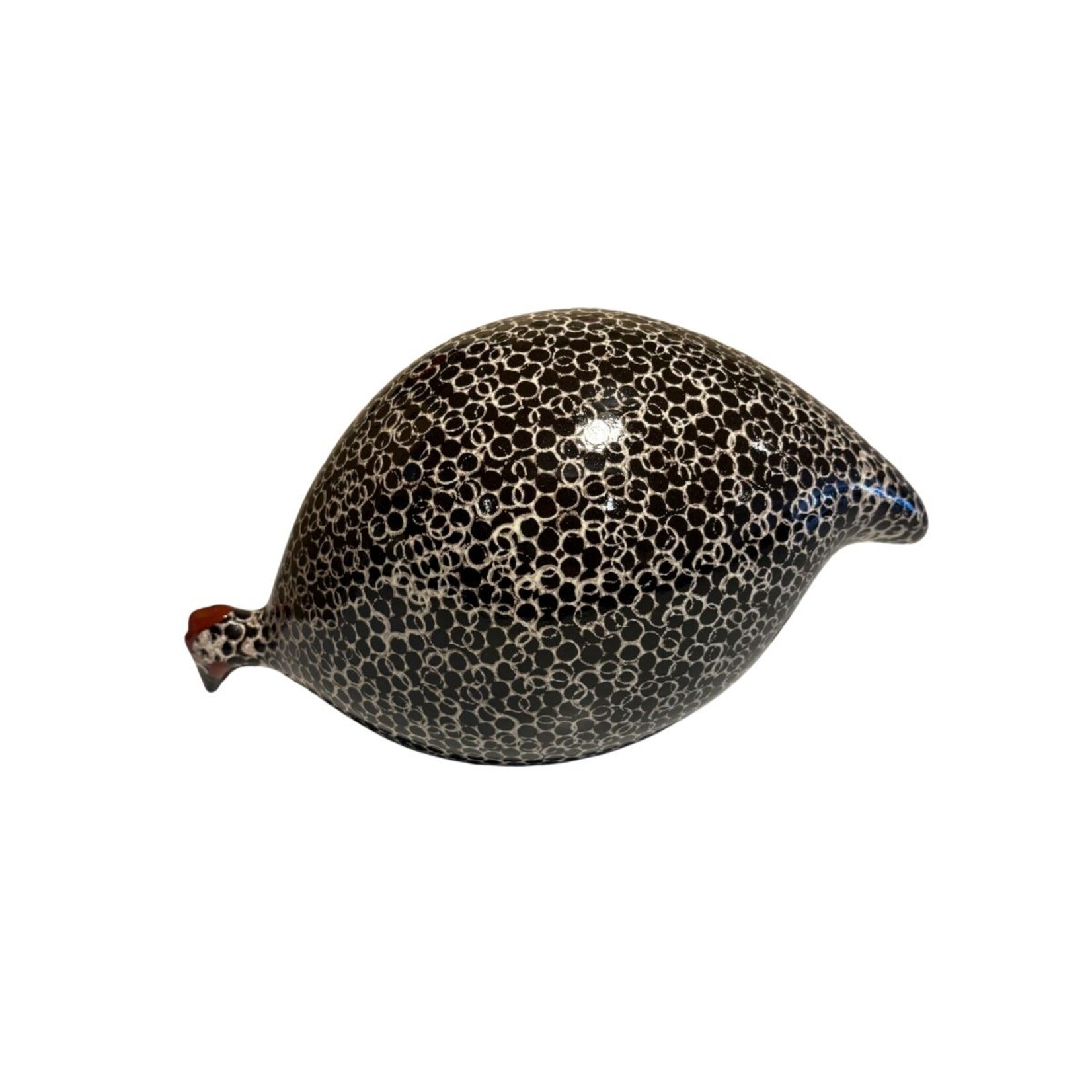 Lussan Black Speckled White French Guinea Hen Pecking