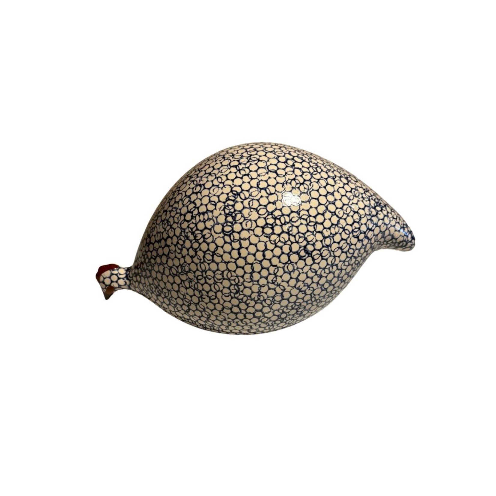 Lussan White Speckled Cobalt Blue French Guinea Hen Pecking