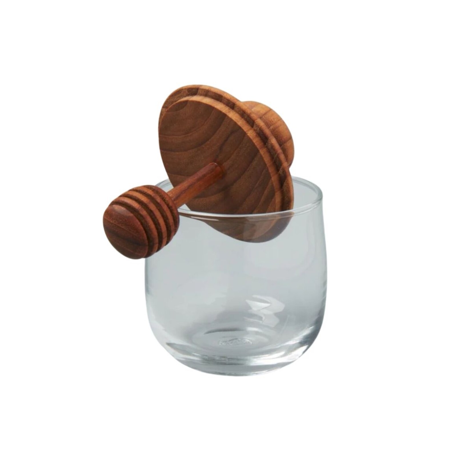 Teak and Glass Honey Jar- Mini