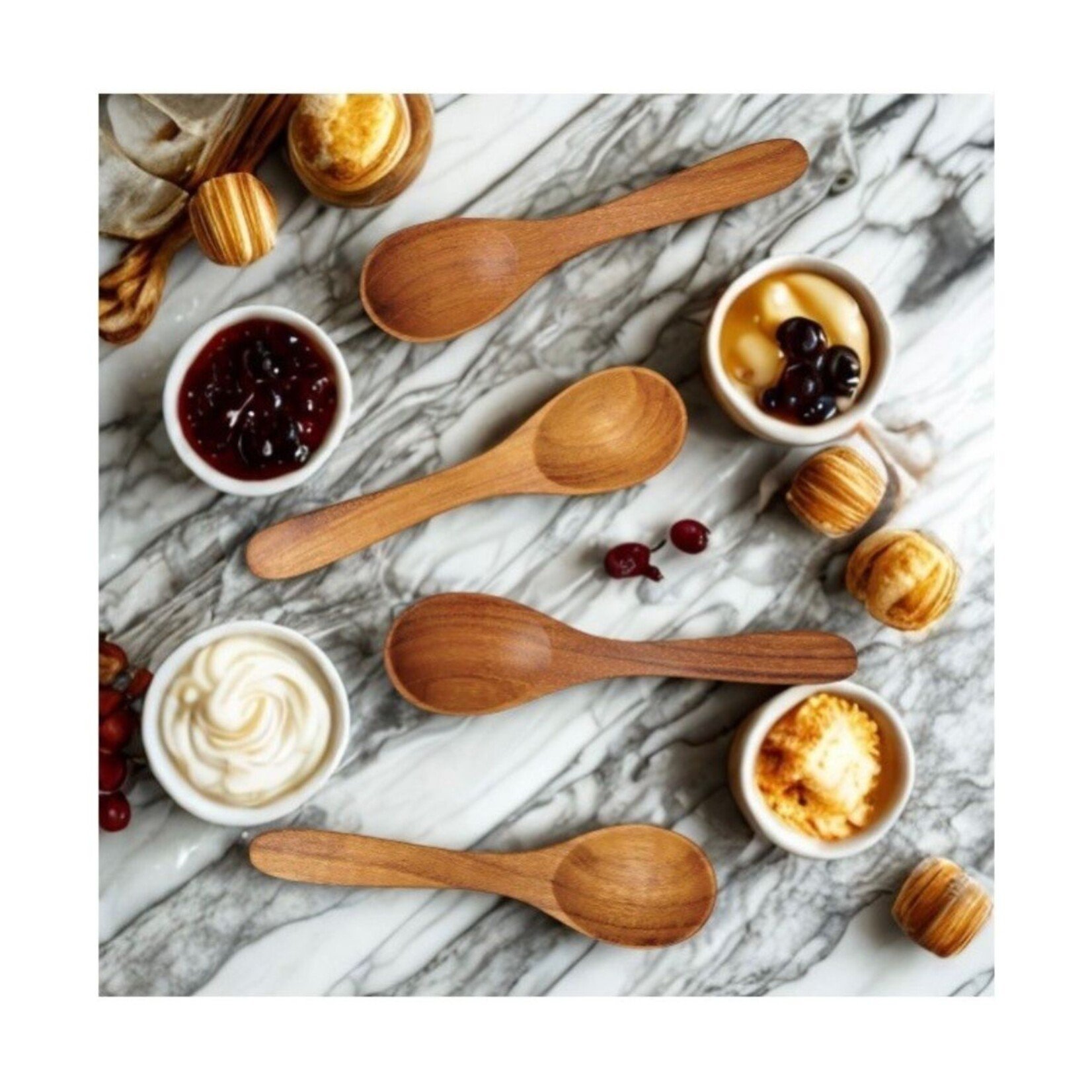 Set of 4 Teak Spoons- Small