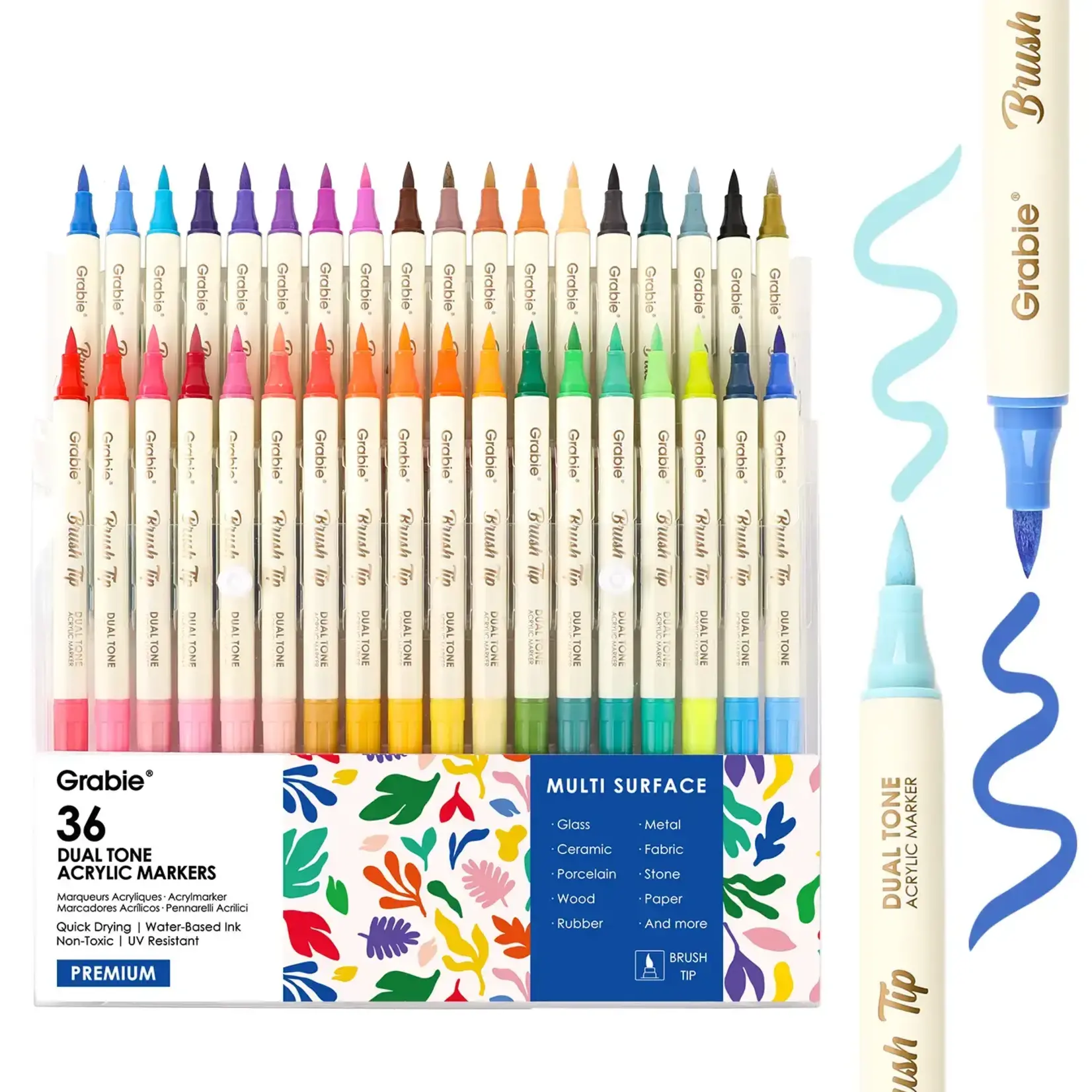 Grabie Dual Tone Brush Tip Acrylic Paint Marker Set