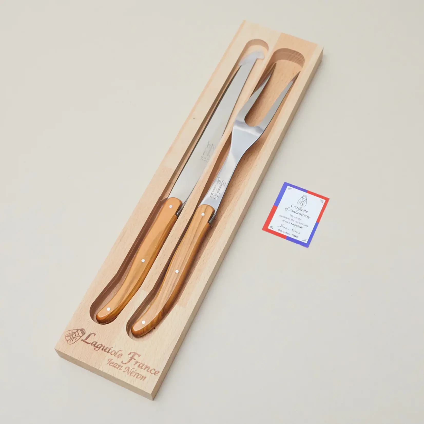 Be Home, Inc. Laguiole Carving Set in Box- Olivewood