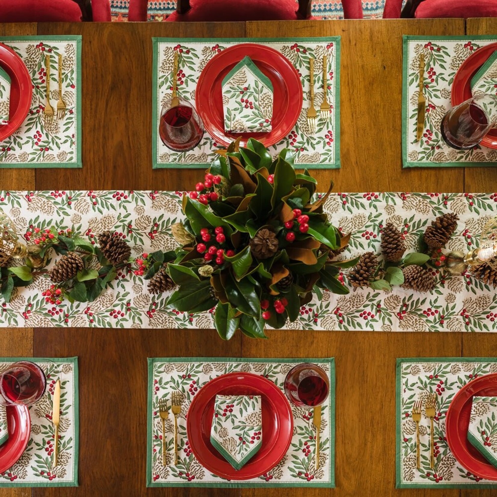 Pomegranate Christmas Garland Tablecloth & Table Runner