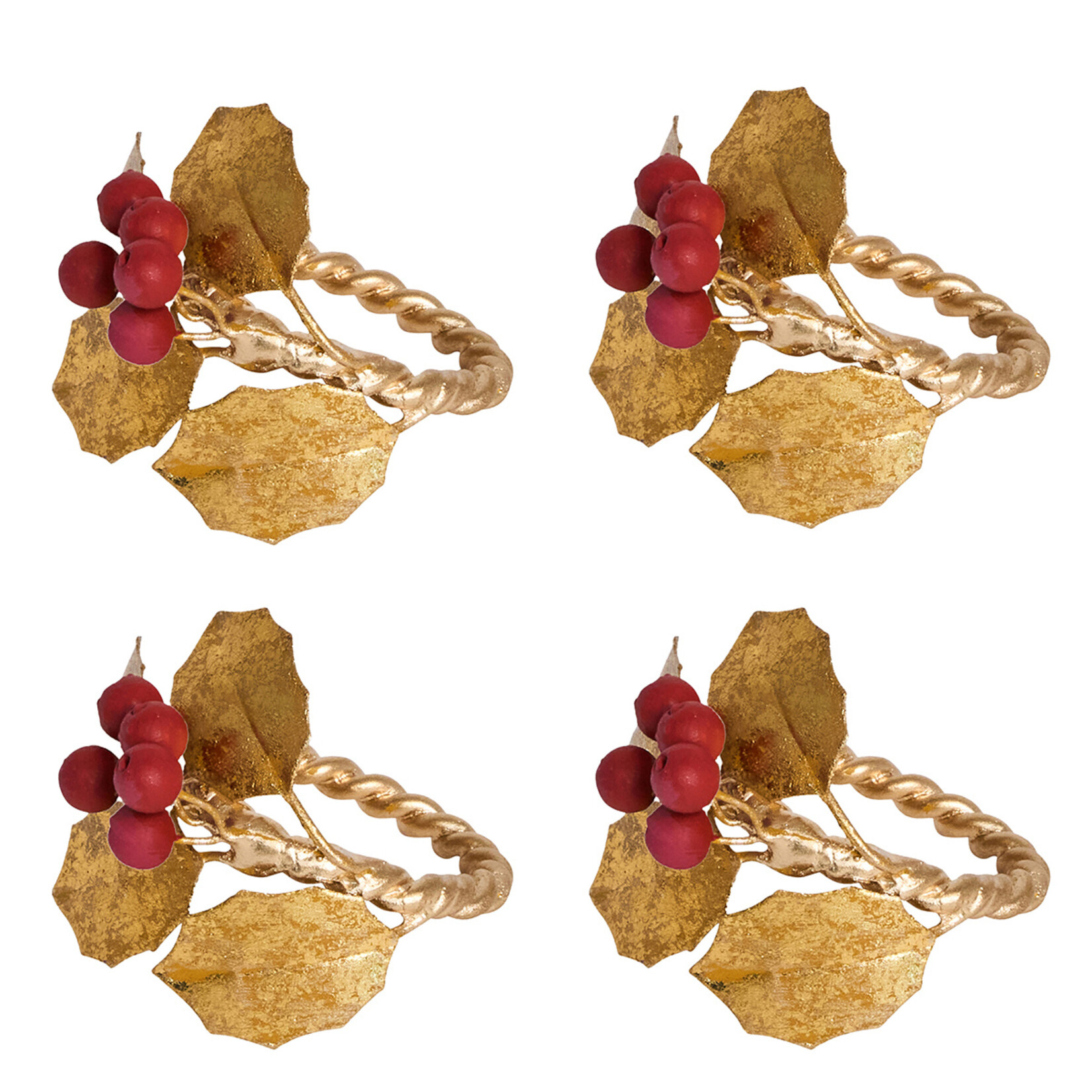 Juliska JULISKA Forest Walk Holly with Berries Napkin Ring- Set of 4