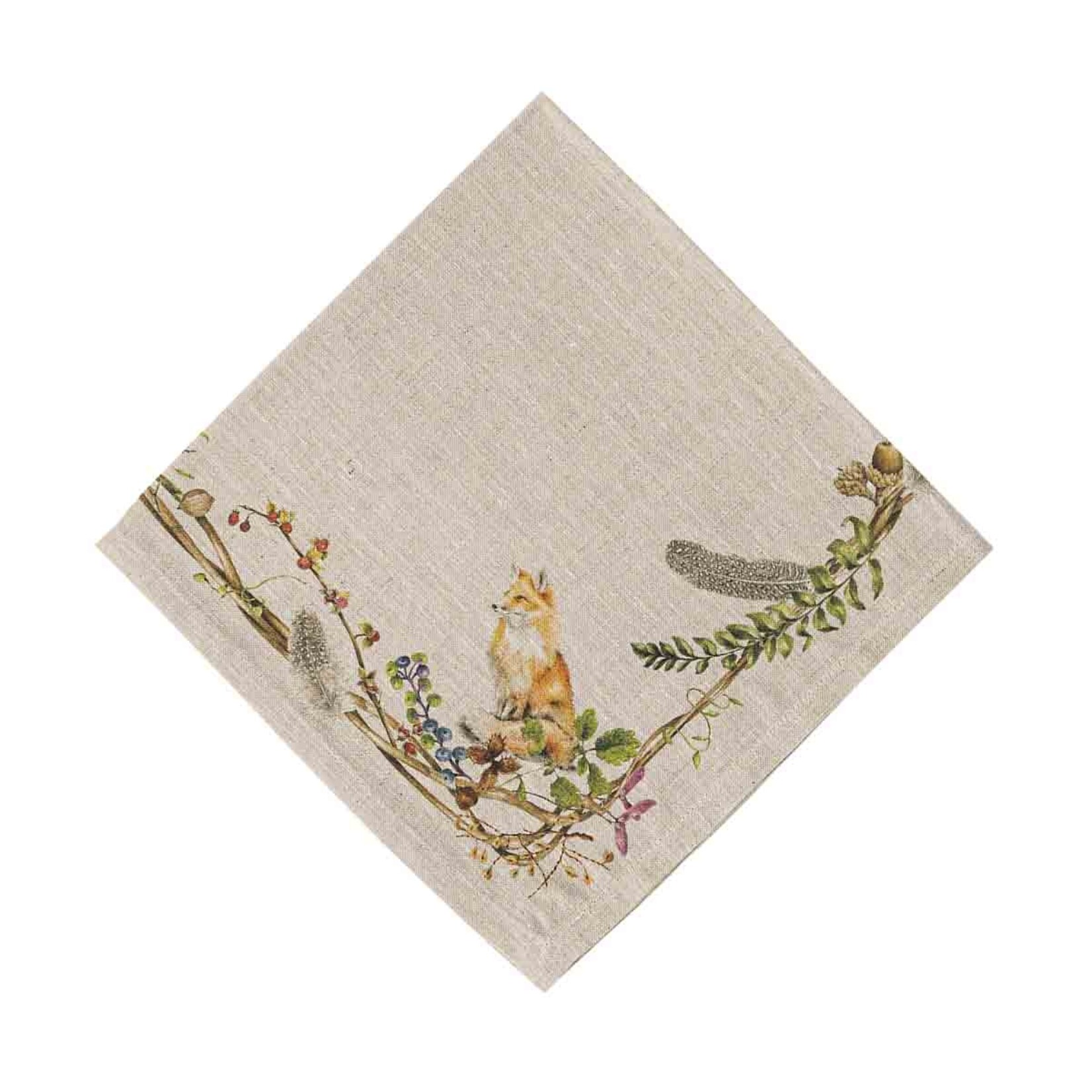 Juliska JULISKA Forest Walk Napkin with Animals Café Au Lait- Set of 4