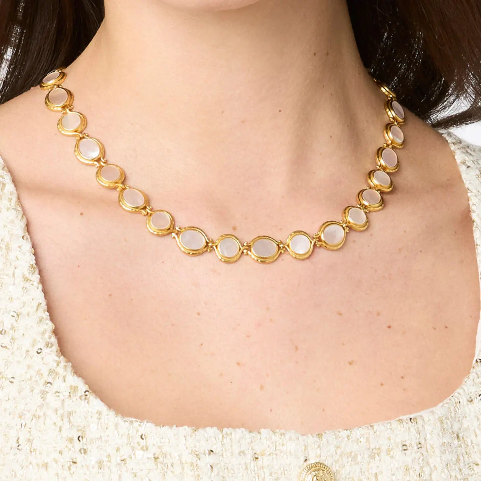 Julie Vos JULIE VOS Saratoga Tennis Necklace-Mother of Pearl