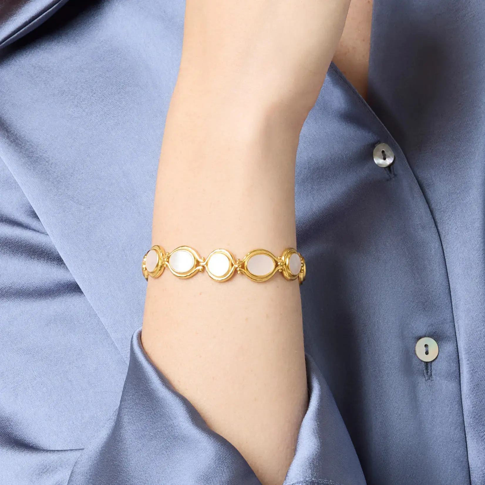 Julie Vos JULIE VOS Saratoga Tennis Bracelet-Mother of Pearl
