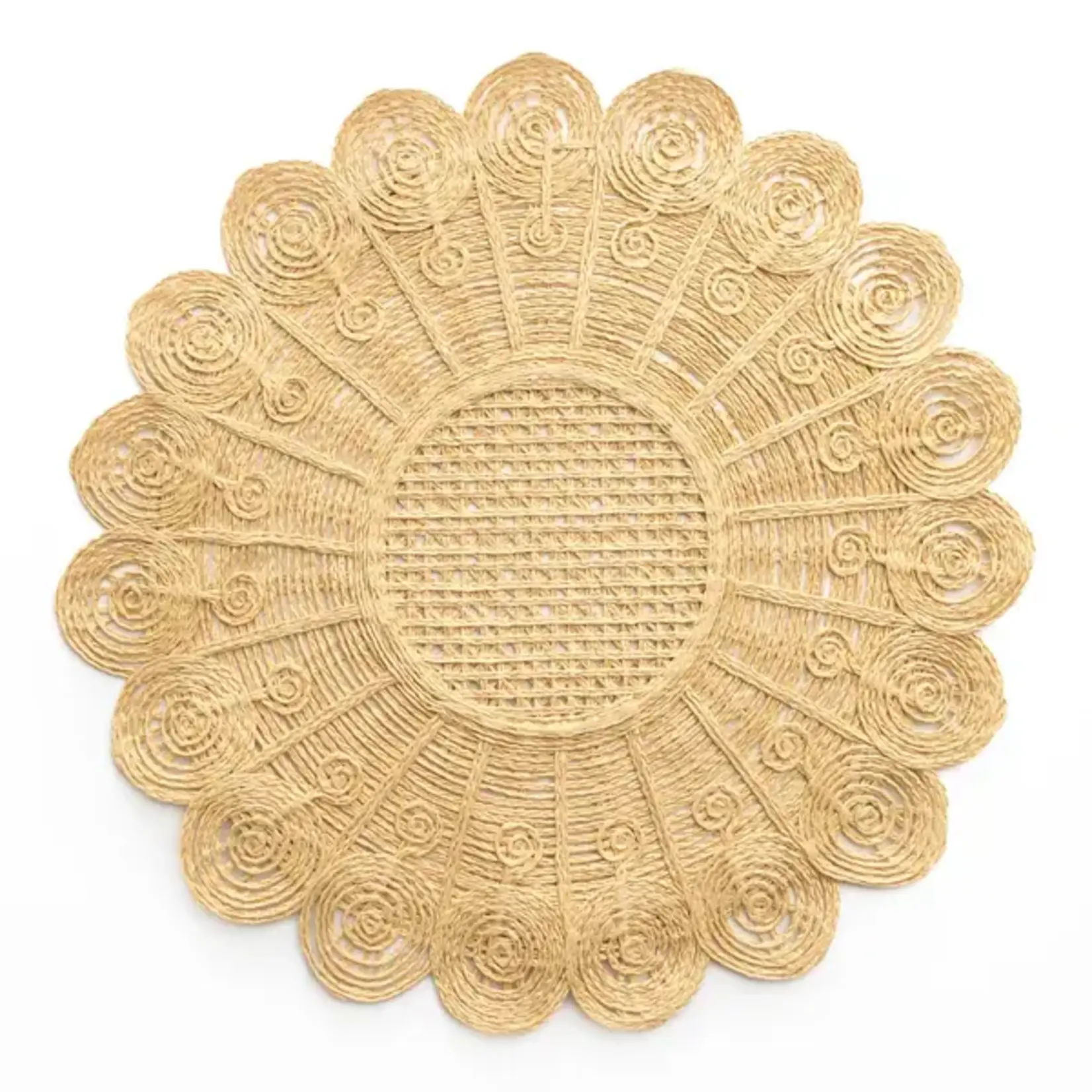 Pomegranate For Emily & Griffin- POMEGRANATE Peacock Raffia Placemat- Set of 4