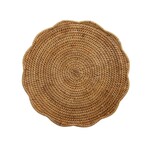 Pomegranate POMEGRANATE Woven Rattan Scalloped Placemats- Set of 4