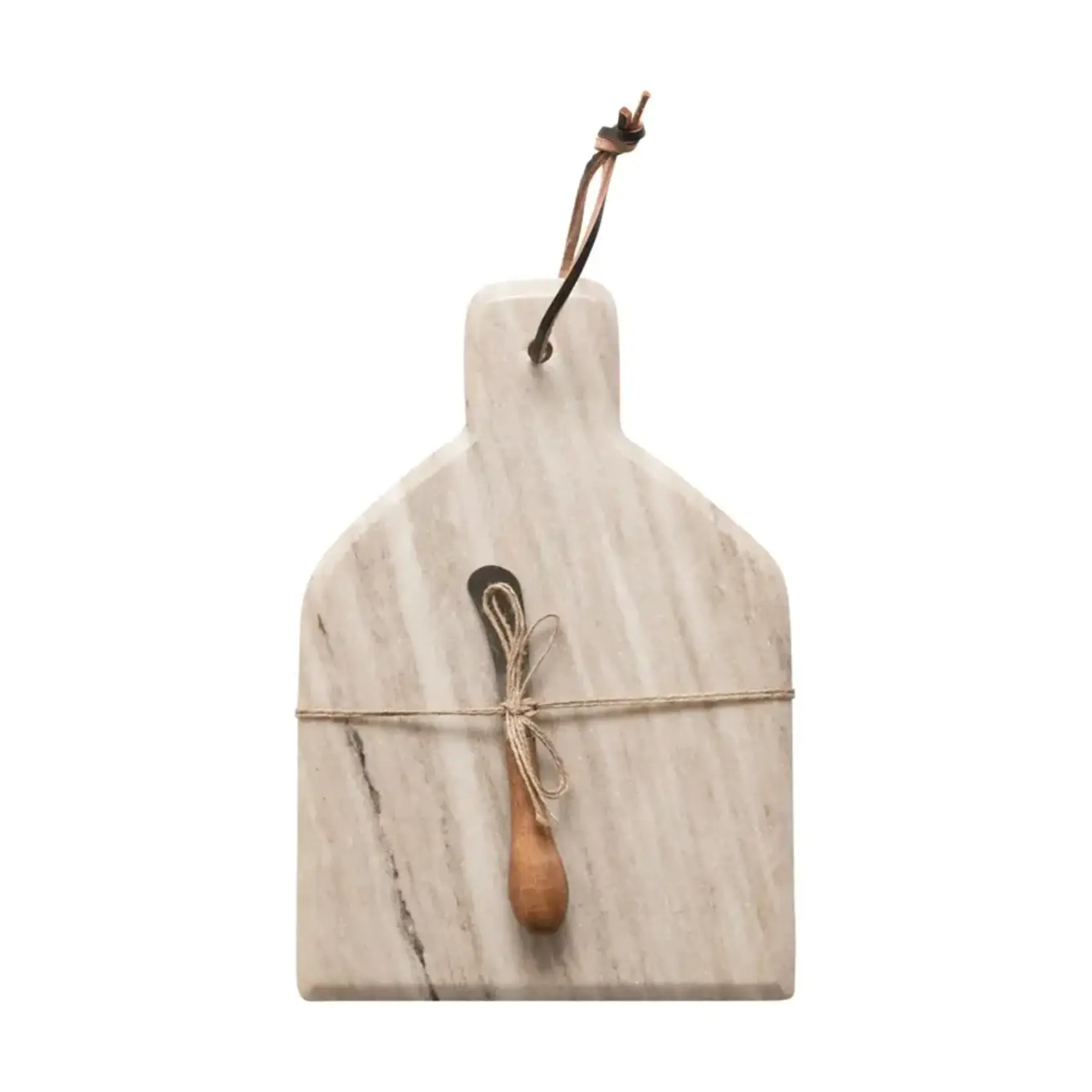Creative Co-op Marble Cutting Board with Knife