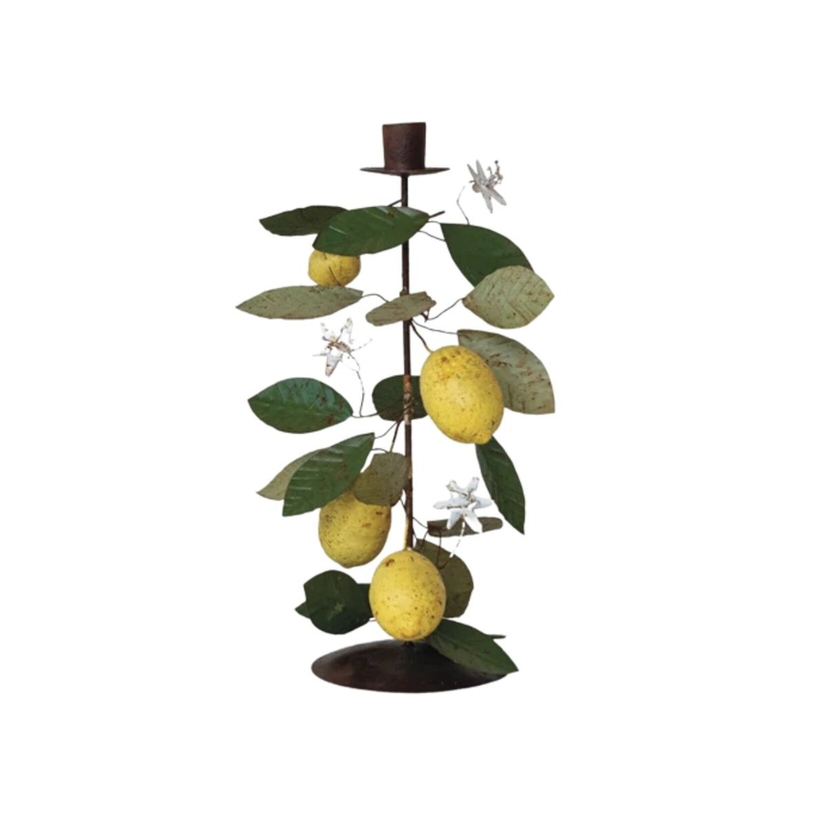 Metal Taper Holder Lemons and Leaves Large