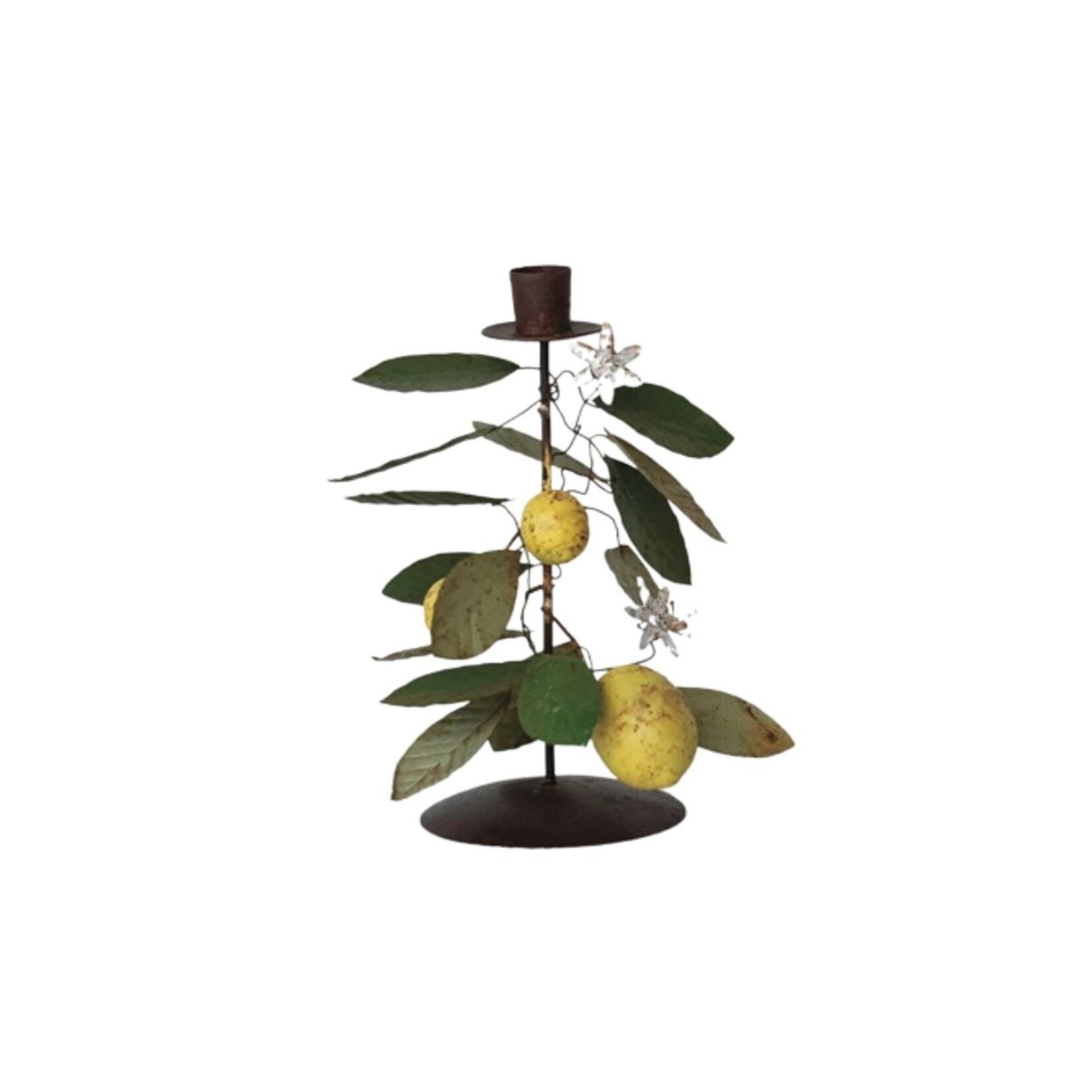 Metal Taper Holder Lemons and Leaves