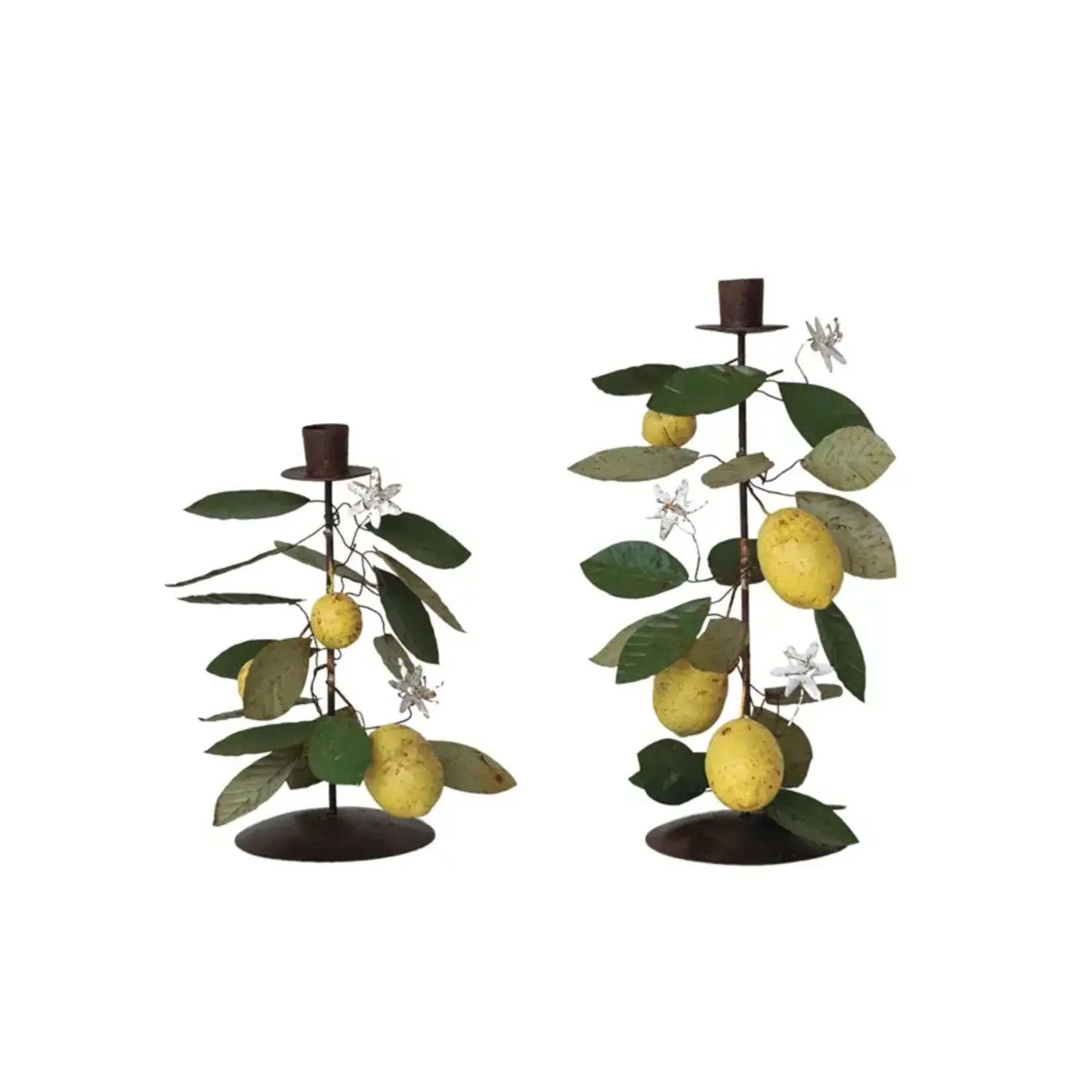 Metal Taper Holder Lemons and Leaves