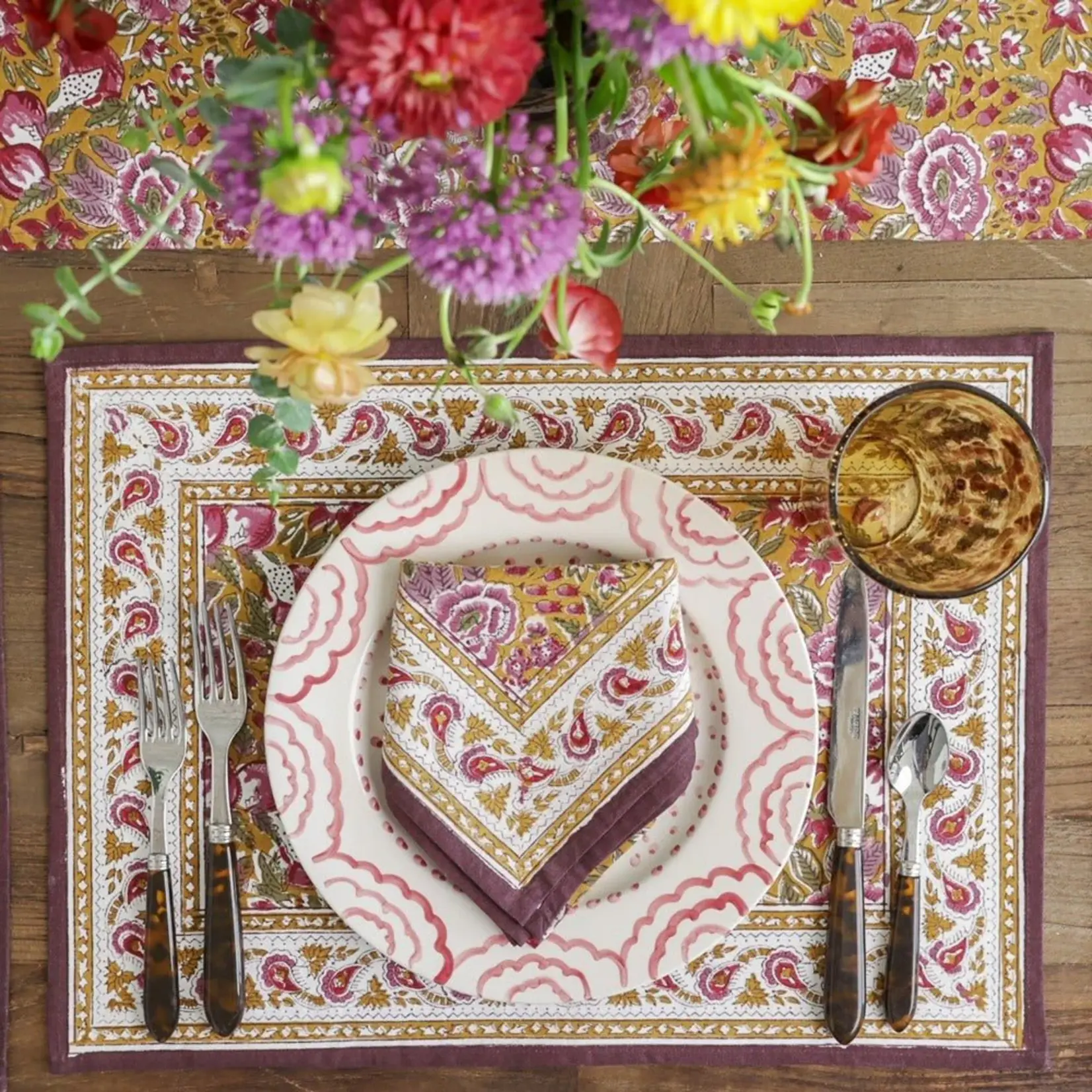 Pomegranate Garden Plum & Ochre Placemat S/4