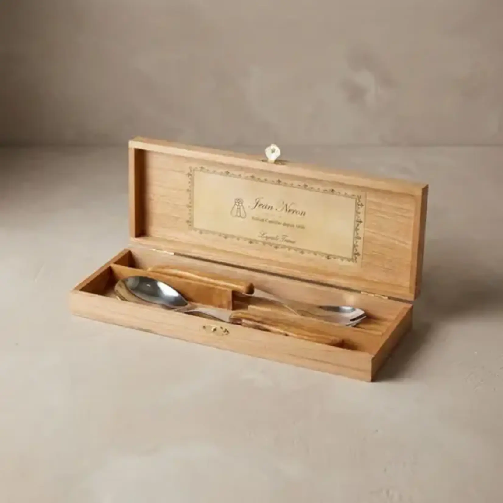 Laguiole Salad Serving Set in Box- Olivewood