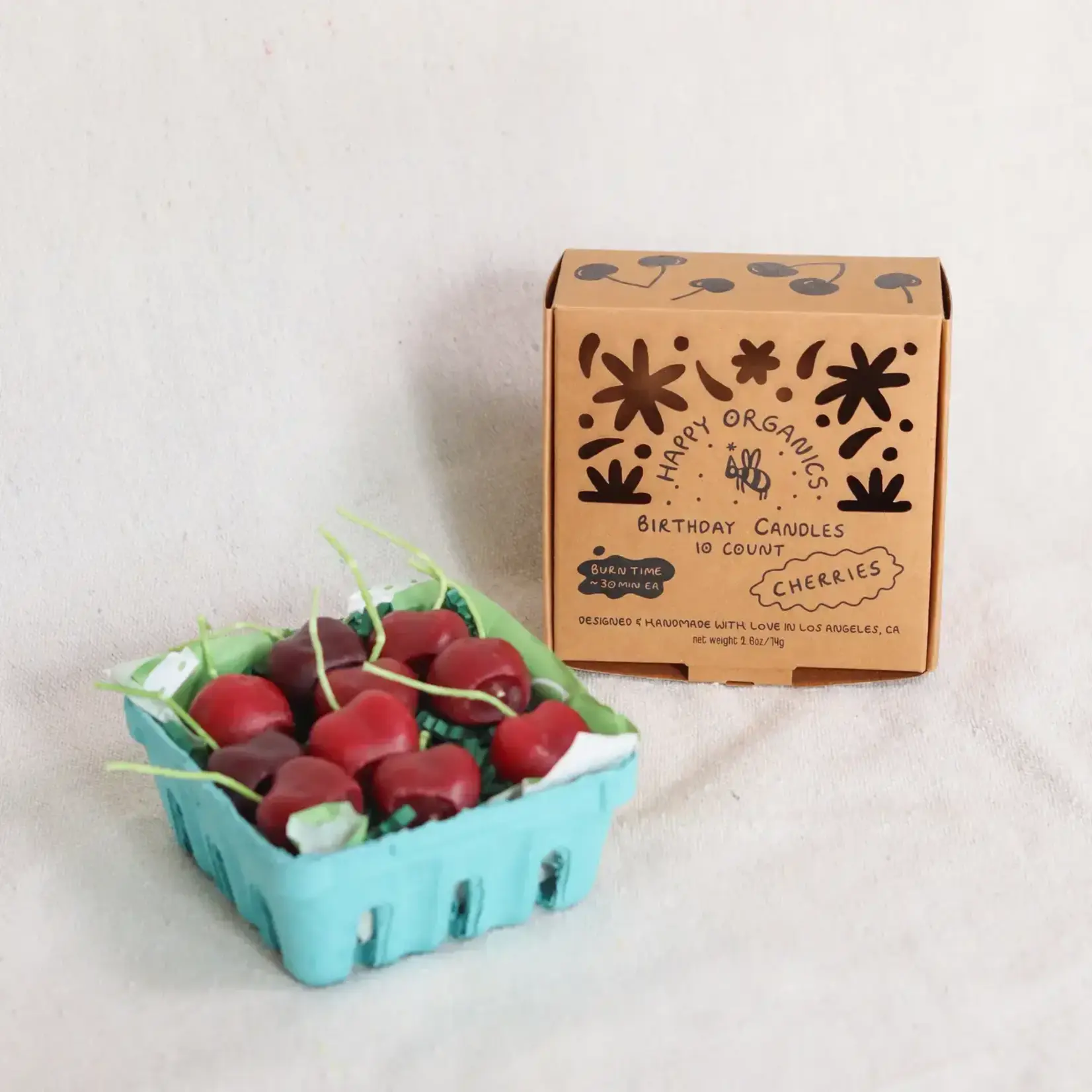Happy Organics Dark Red Cherry Beeswax Birthday Candles- Set of 10