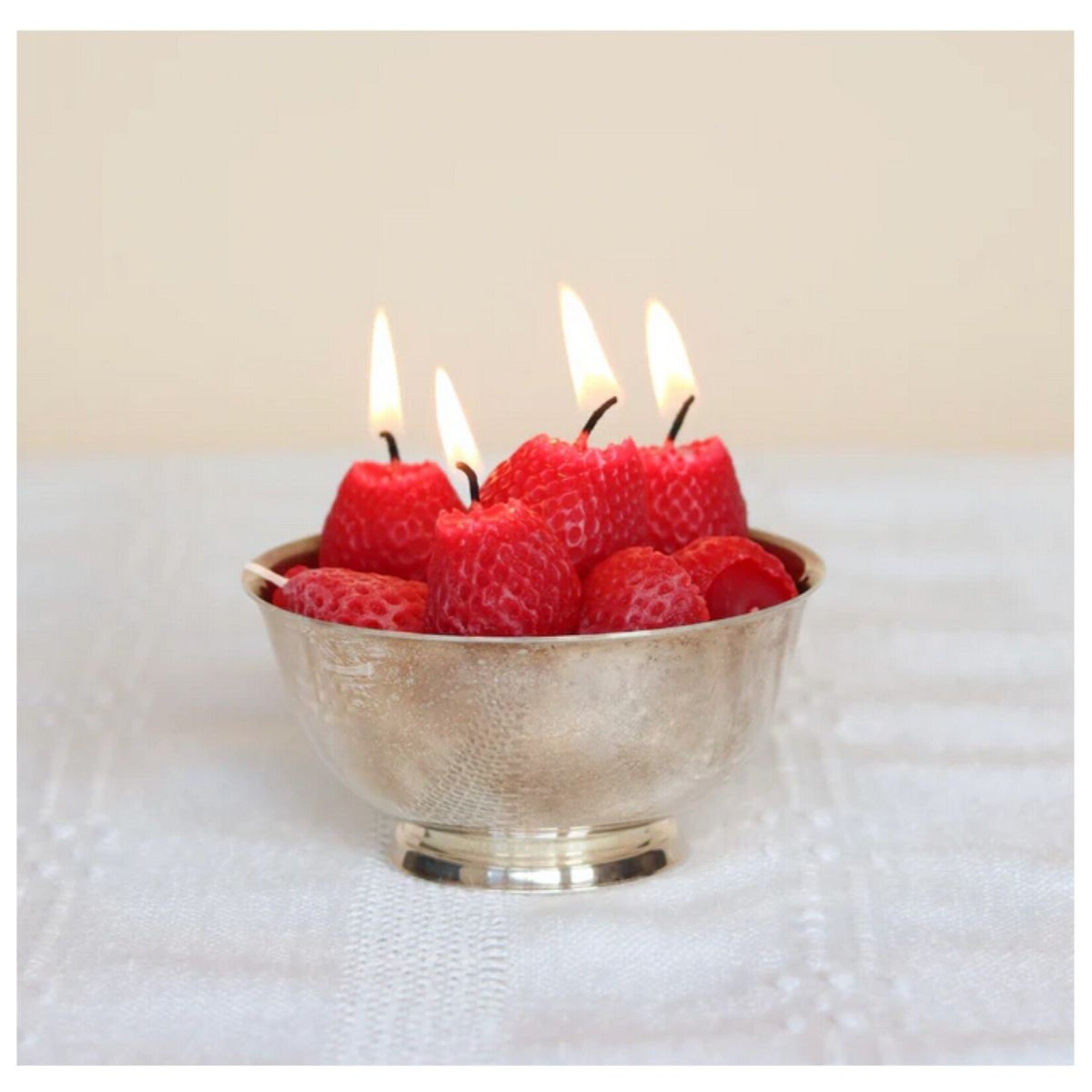 Happy Organics Strawberry Beeswax Birthday Candles- Set of 10