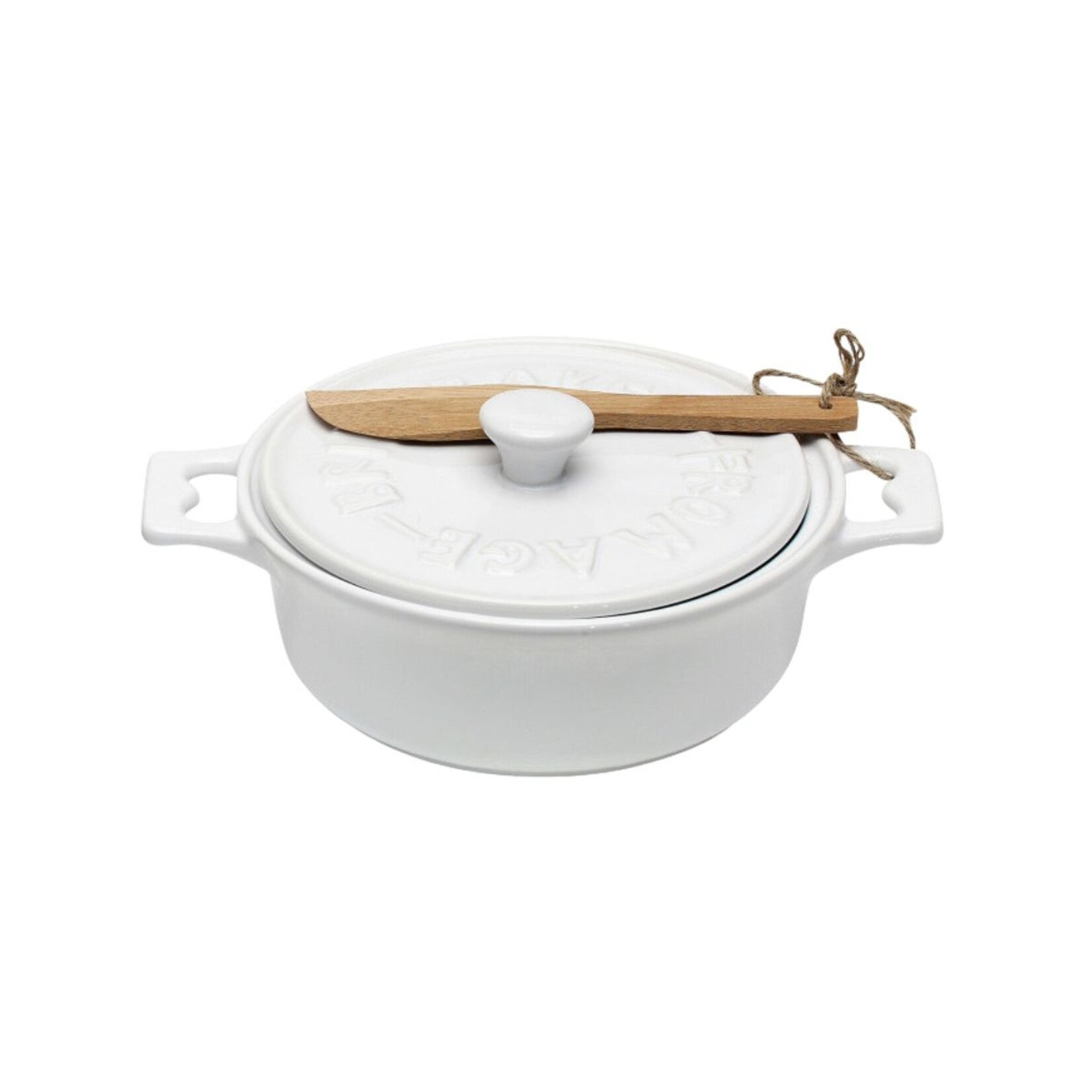 Creative Co-op Brie Baker with Lid and Spreader- White