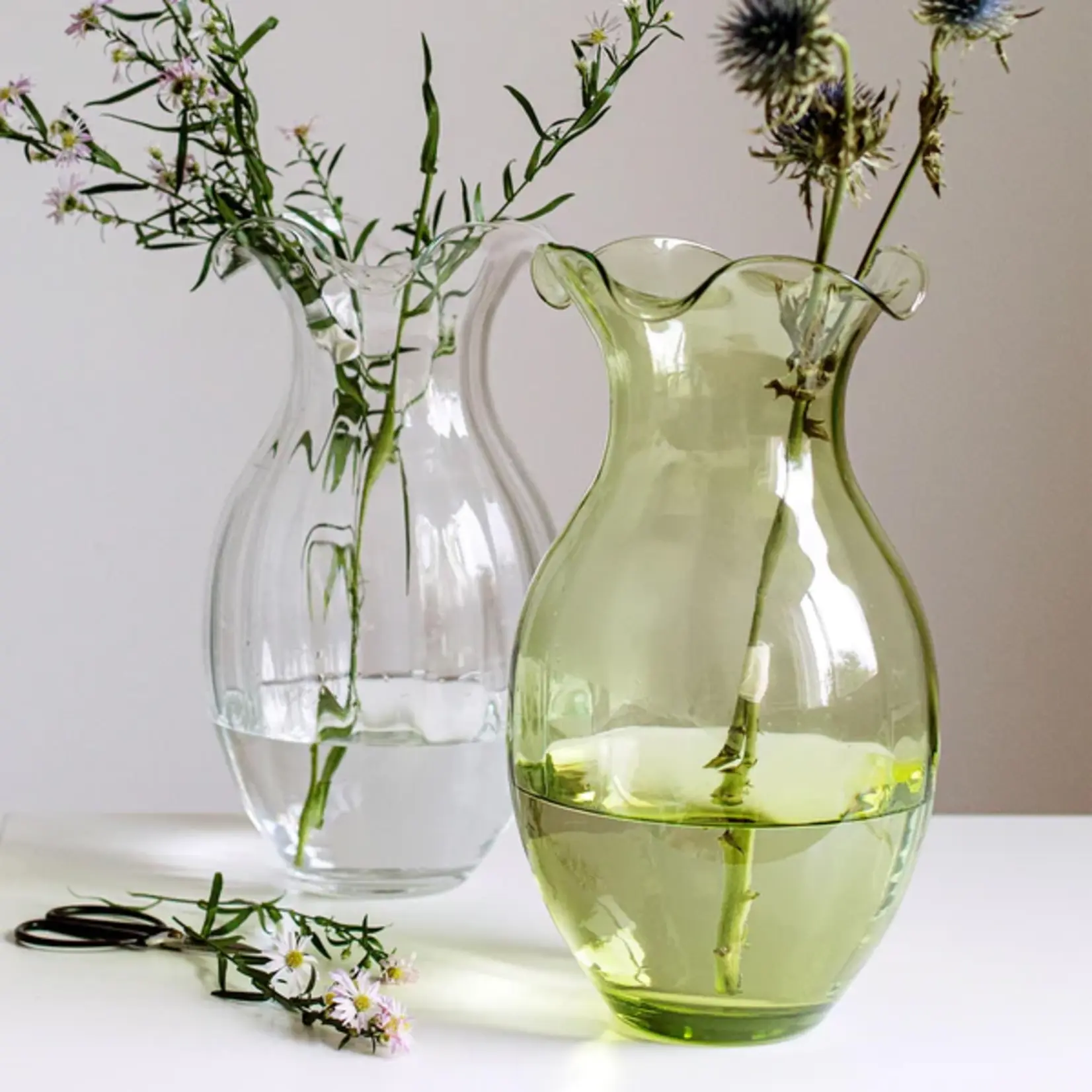 Vietri VIETRI Hibiscus Glass Vertical Fluted Large Vase- Clear