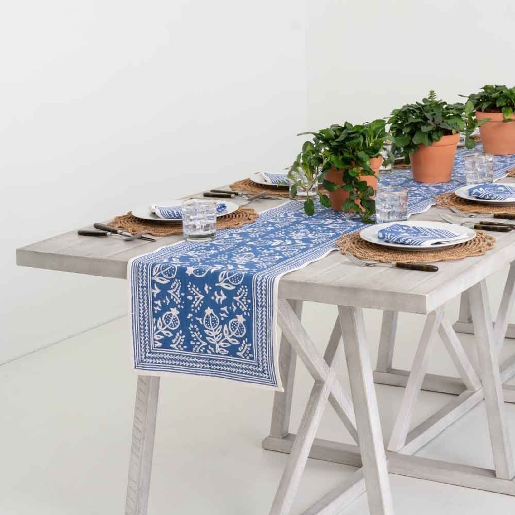 Pomegranate For Melissa & Jack- POMEGRANATE Pomegranate Blue Table Runner