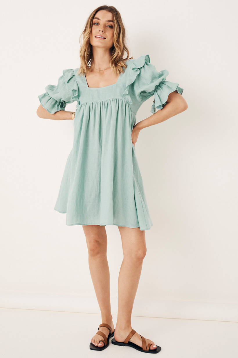 MAE LINEN MINI DRESS - The Fort