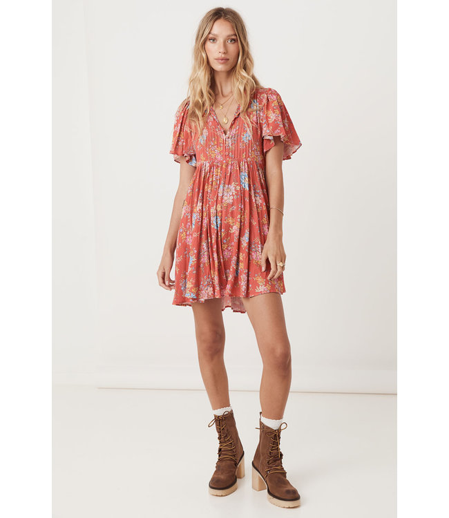 SPELL DESIGNS MEADOWLAND FLUTTER SLEEVE MINI DRESS