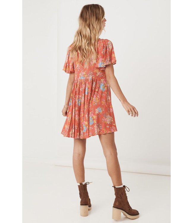 SPELL DESIGNS MEADOWLAND FLUTTER SLEEVE MINI DRESS