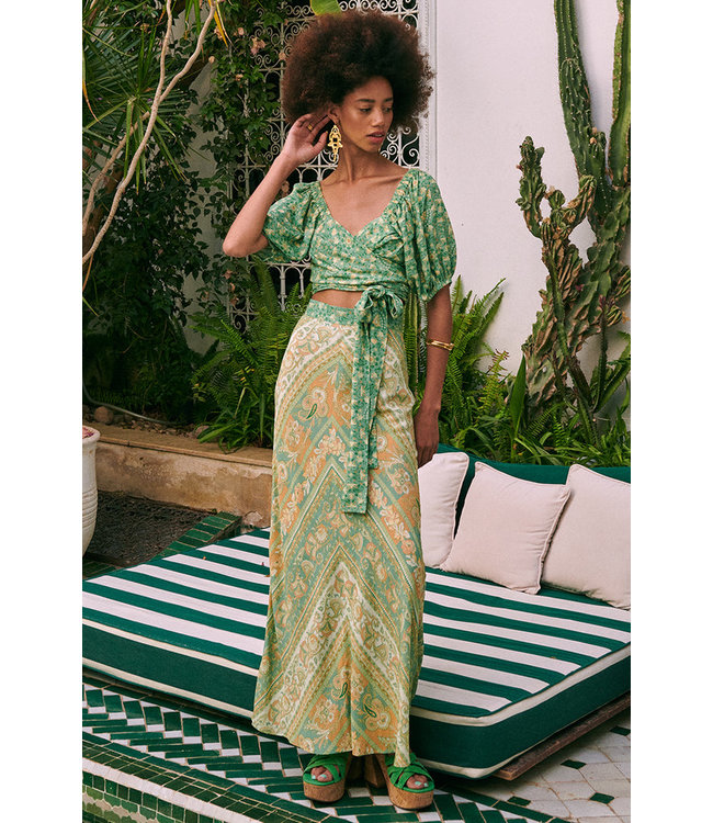 Ime Ruffled Asymmetric Midi Skirt - Green & Red Peacock African Ankara Wax  Cotton Print | OliveAnkara | Wolf & Badger