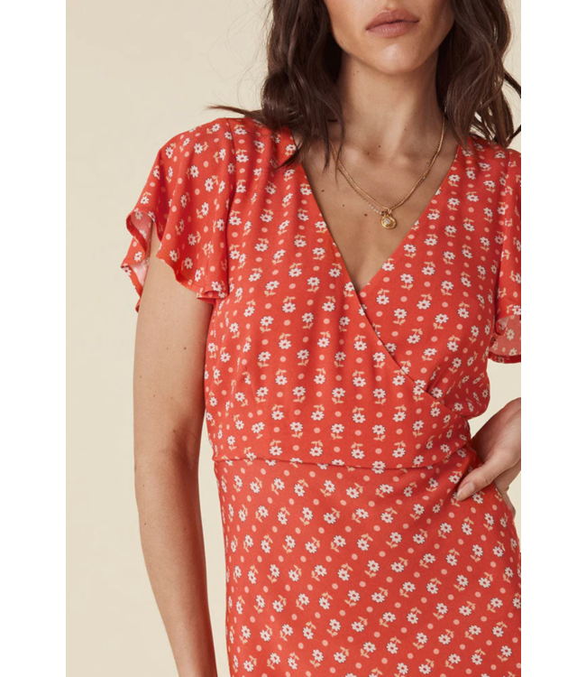 SPELL DESIGNS YELLOW ROSE BIAS MINI DRESS