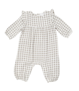 ANGEL DEAR COZY PLAID RUFFLE SLEEVE ROMPER