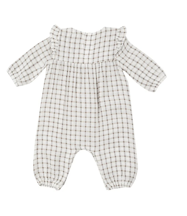 ANGEL DEAR COZY PLAID RUFFLE SLEEVE ROMPER