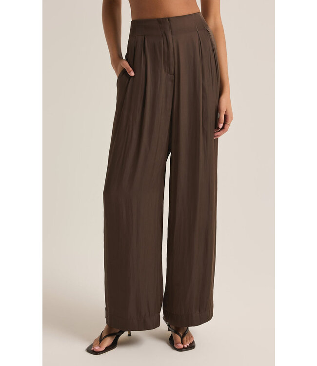 Z SUPPLY LISSE WIDE LEG PANT BRN