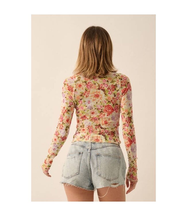 PROMESA FLORAL SHEER TOP