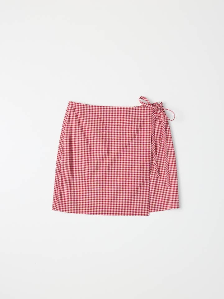 ミニスカート ITZAVIBE RED CHECK LAYERED WRAP SHORT SKIRT 5BMR0043 ミニスカート ITZAVIBE RED CHECK LAYERED WRAP SHORT SKIRT