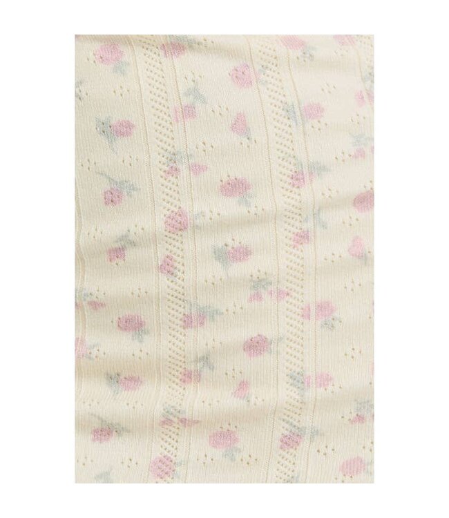 LE LIS POINTELLE FLORAL PRINTED KNIT MIDI DRESS