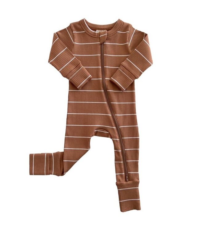 SIIX COLLECTION ORGANIC RIBBED 2 WAY ZIP ROMPER